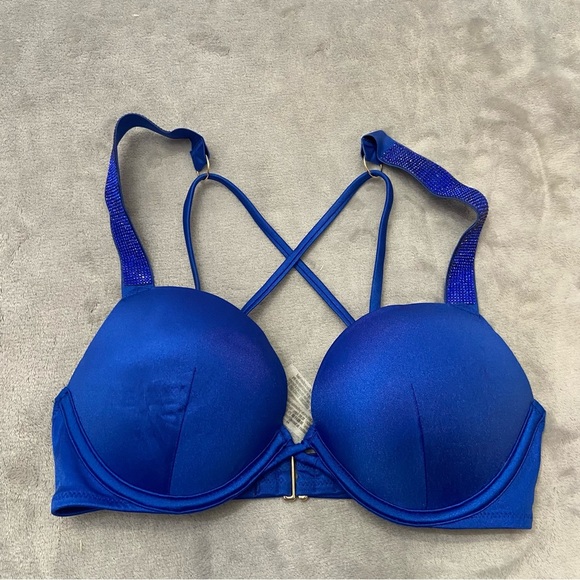 New! Victoria’s Secret bombshell blue shine strap bikini top 4629 - Picture 1 of 8